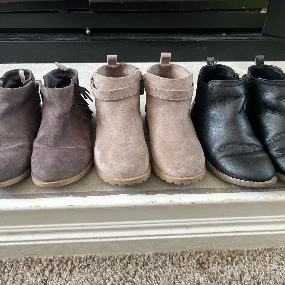 Black and Tan Ankle Boots with Low Heel